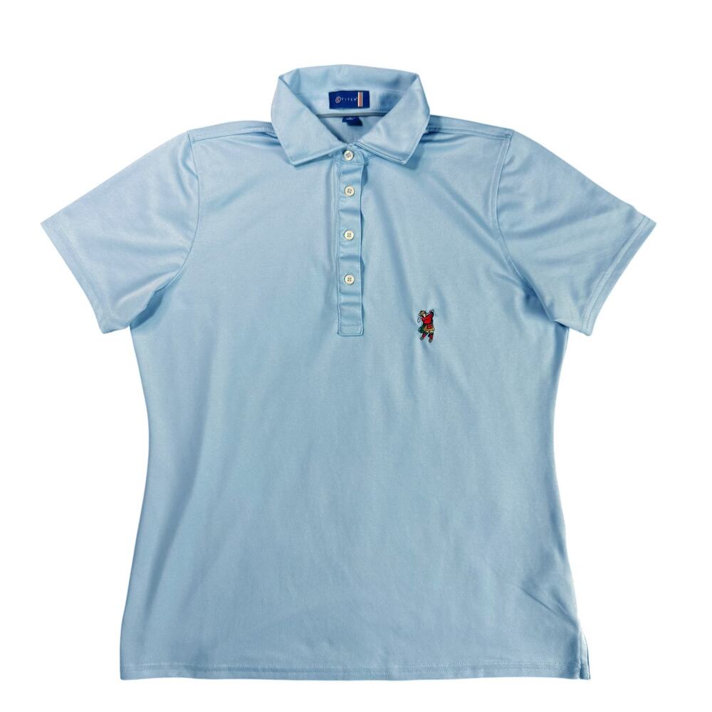 STITCH Golf Mens Short Sleeve Polo Shirt Size S Blue Embroidered Scottish Logo